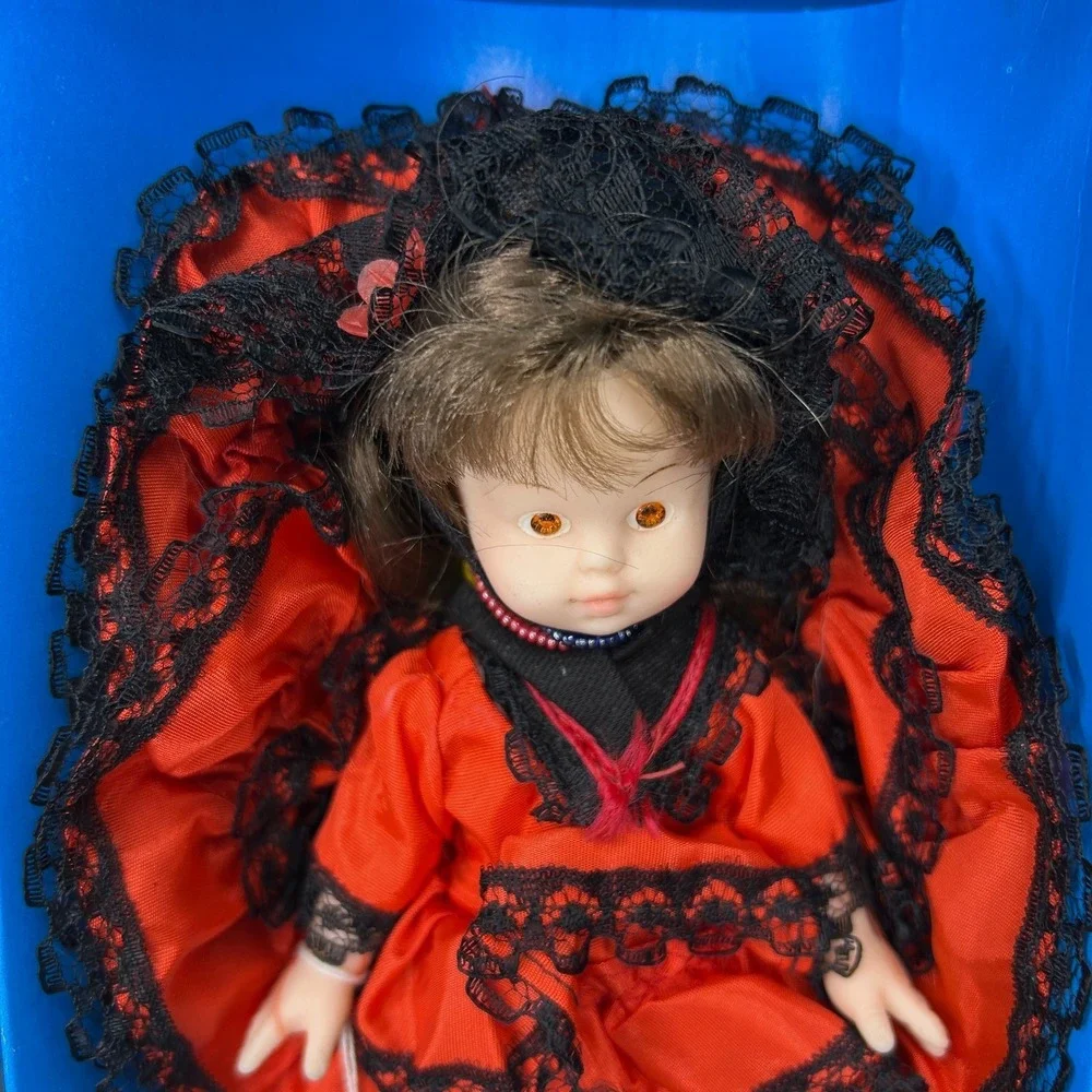 Vintage Shillman Doll Hong Kong 1973 Spanish Senorita Red Dress